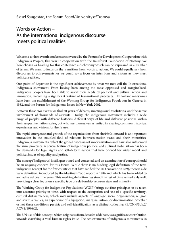 (PDF) Words or Action : As the international indigenous discourse meets ...
