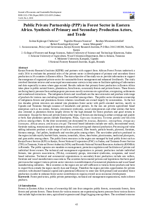 (PDF) Public Private Partnership (PPP) in Forest Sector in Eastern ...