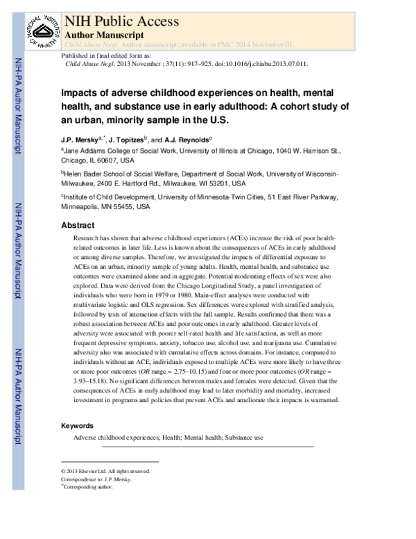 (PDF) Impacts of adverse childhood experiences on health, mental health ...