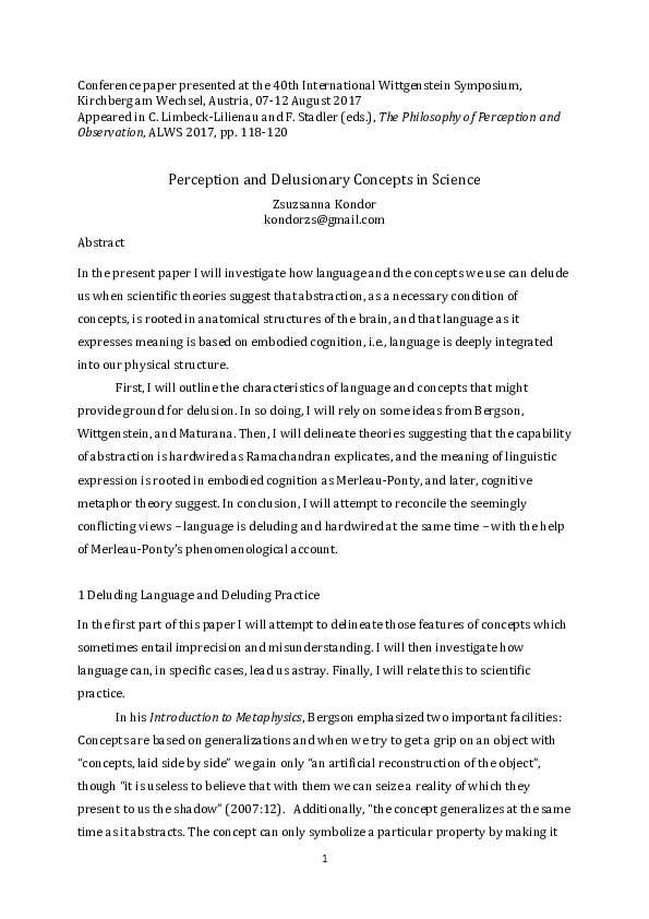 (PDF) Perception and Delusionary Concepts in Science