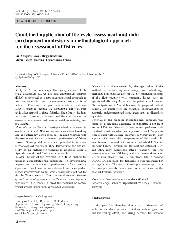(PDF) Combined application of life cycle assessment and data ...