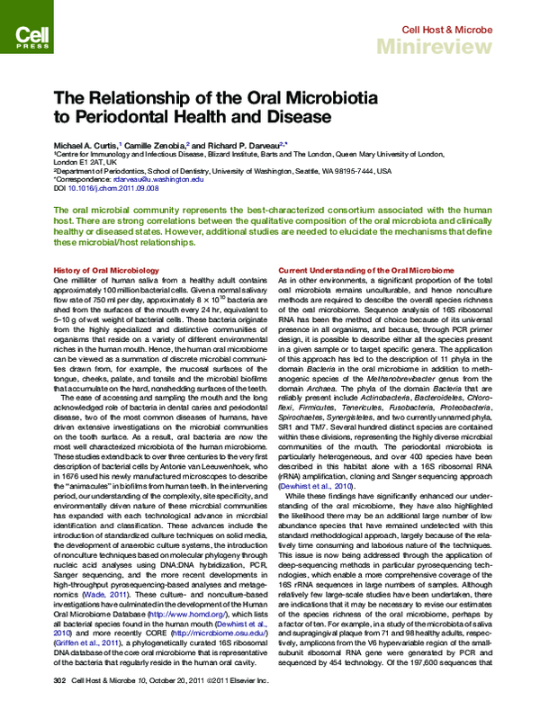 (PDF) The Relationship of the Oral Microbiotia to Periodontal Health ...