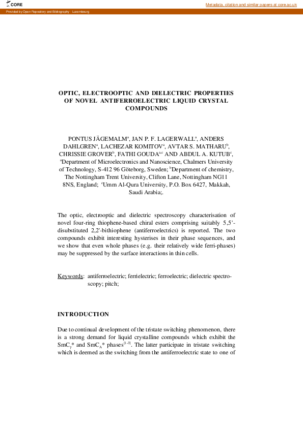 (PDF) Optic, electrooptic and dielectric properties of novel ...