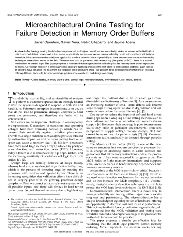 (PDF) Microarchitectural Online Testing for Failure Detection in Memory