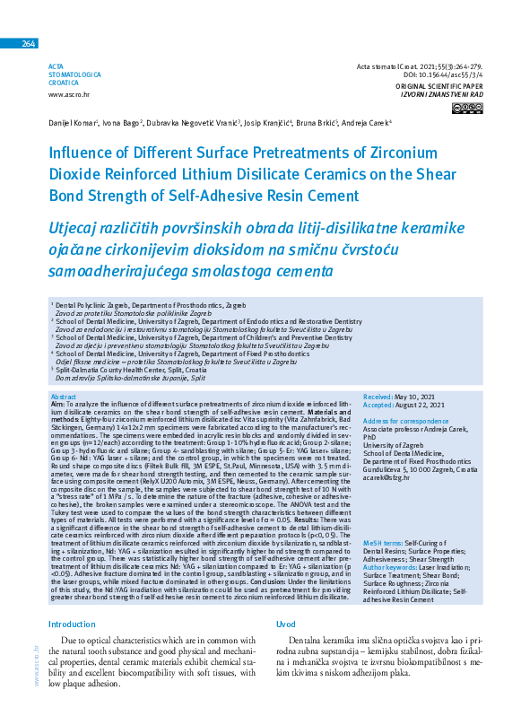 (PDF) Influence of Different Surface Pretreatments of Zirconium Dioxide ...