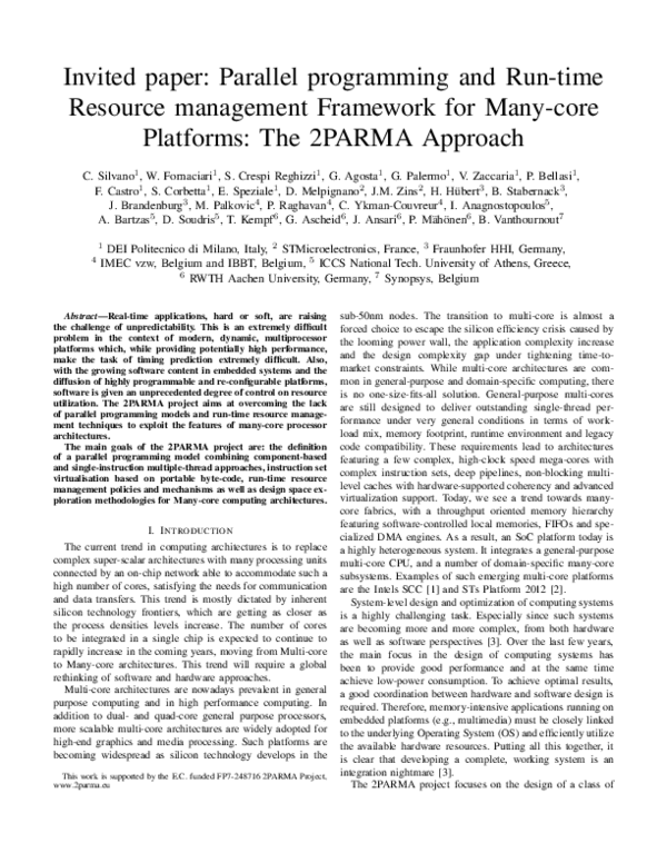 (PDF) Invited paper: Parallel programming and run-time resource ...