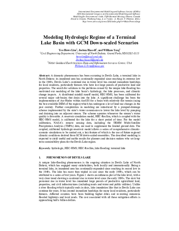 (PDF) Modeling Hydrologic Regime of a Terminal Lake Basin with GCM Down
