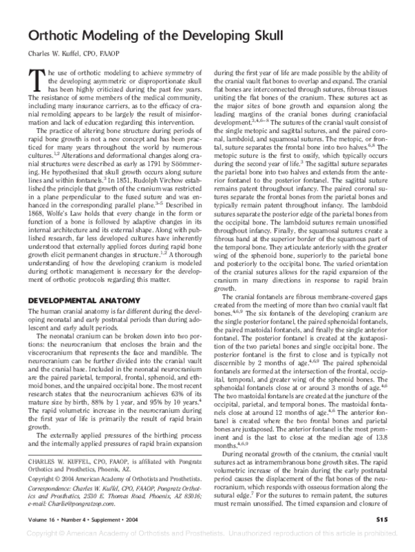 (PDF) Orthotic Modeling of the Developing Skull