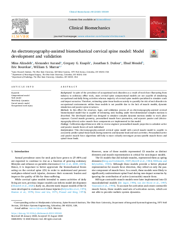  pdf an electromyography assisted biomechanical cervical spine model