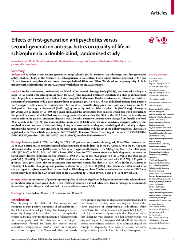 (PDF) Effects of first-generation antipsychotics versus second ...