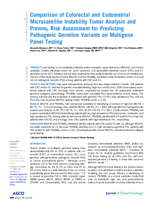(PDF) Comparison of Colorectal and Endometrial Microsatellite ...
