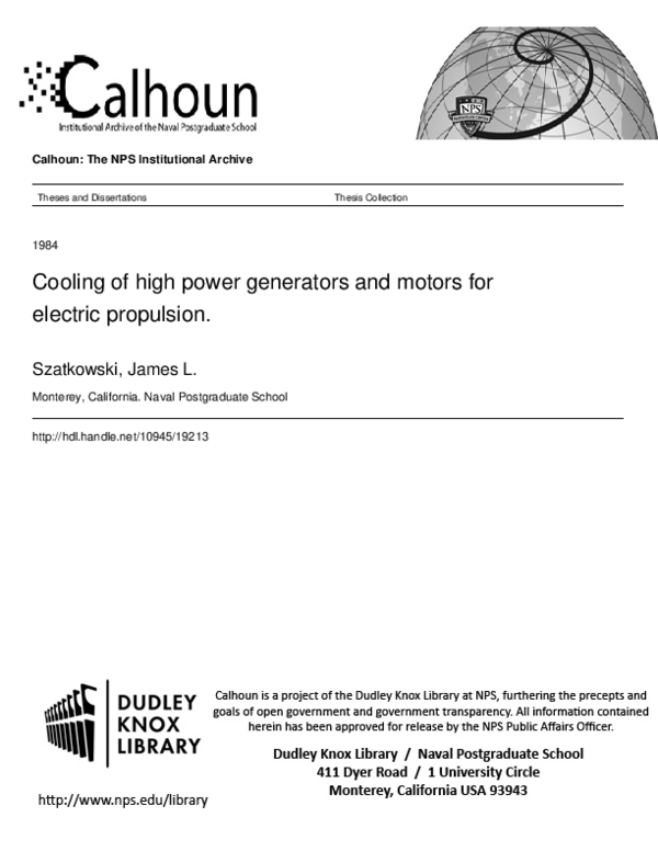 (PDF) Cooling of High Power Generators and Motors for Electric