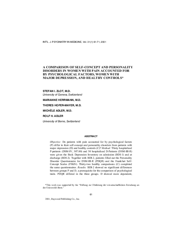 (PDF) A Comparison of Self-Concept and Personality Disorders in Women ...