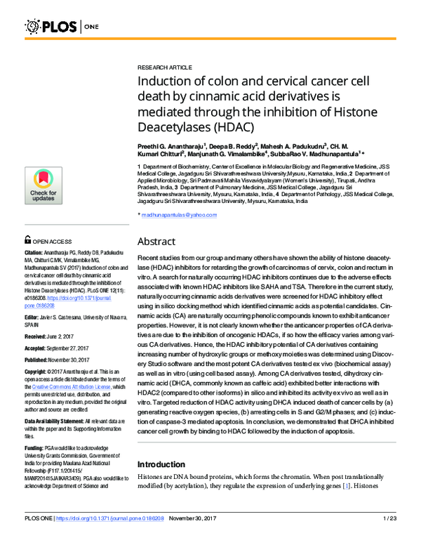(PDF) Induction of colon and cervical cancer cell death by cinnamic ...