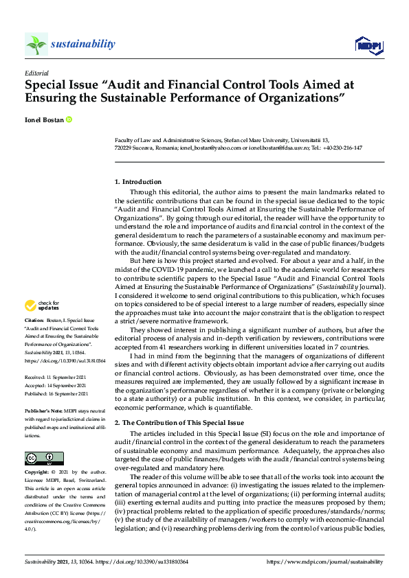 (PDF) Special Issue “Audit and Financial Control Tools Aimed at ...