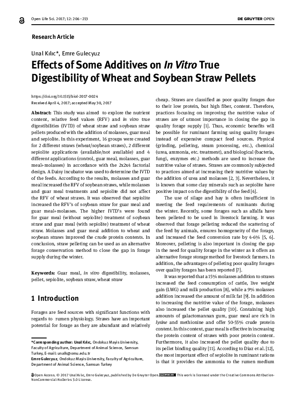 (PDF) Effects of Some Additives on In Vitro True Digestibility of Wheat ...