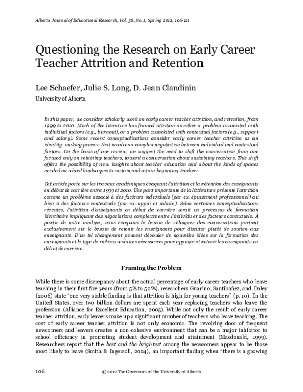 (PDF) Questioning the Research on Early Career Teacher Attrition and ...