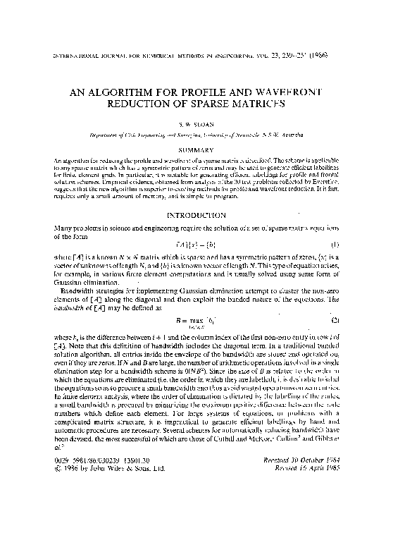 (PDF) An Algorithm for Profile and Wavefront Reduction of Sparse ...
