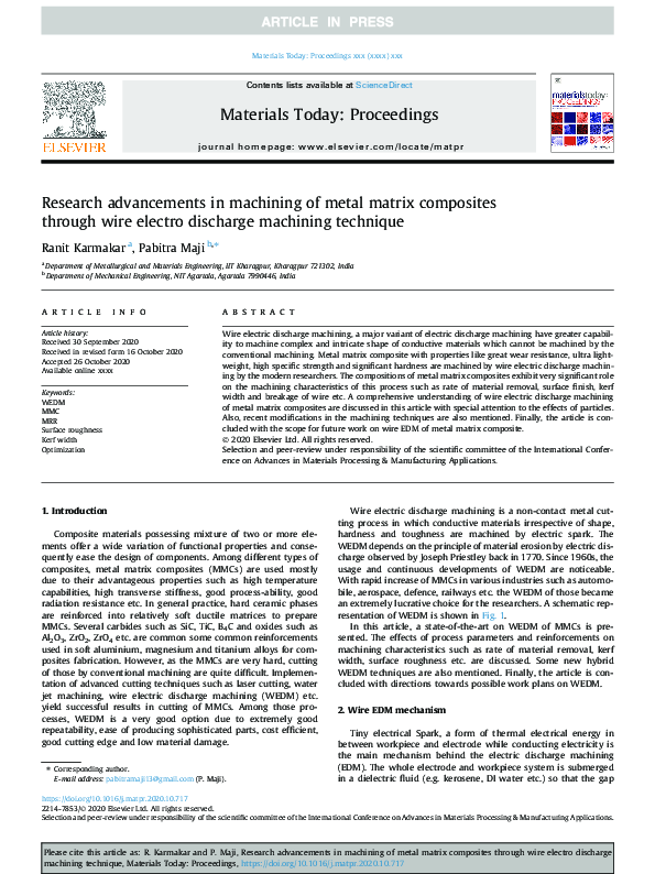 (PDF) Research advancements in machining of metal matrix composites ...