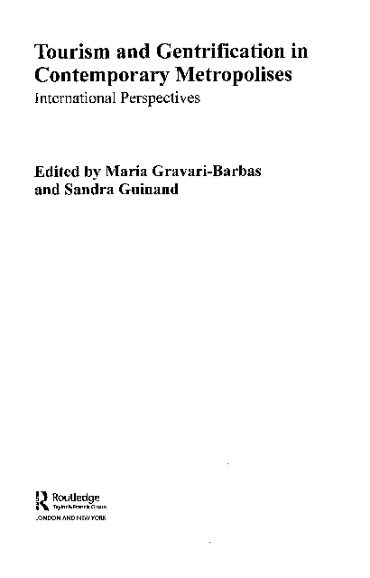 (PDF) Tourism and Gentrification in Contemporary Metropolises