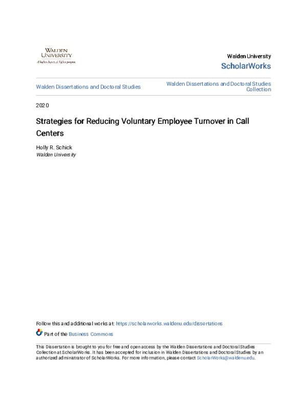 (PDF) Strategies for Reducing Voluntary Employee Turnover in Call Centers - Strategies To Reduce Employee Turnover Pdf