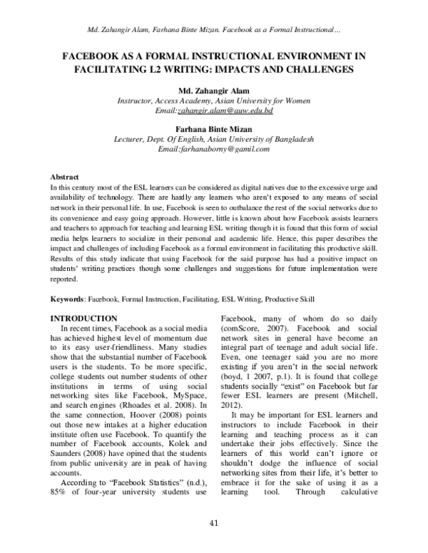 (PDF) Facebook as a Formal Instructional Environment in Facilitating L2 ...