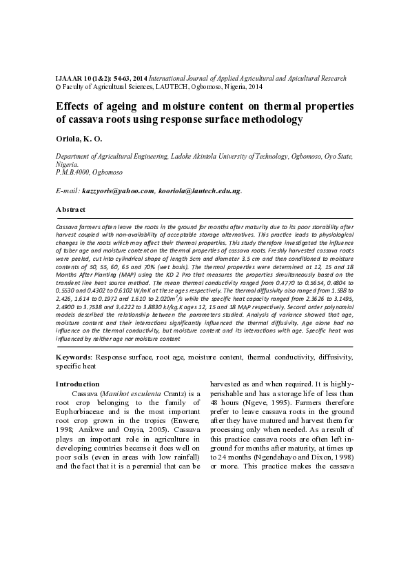 (PDF) Effects of ageing and moisture content on thermal properties of ...