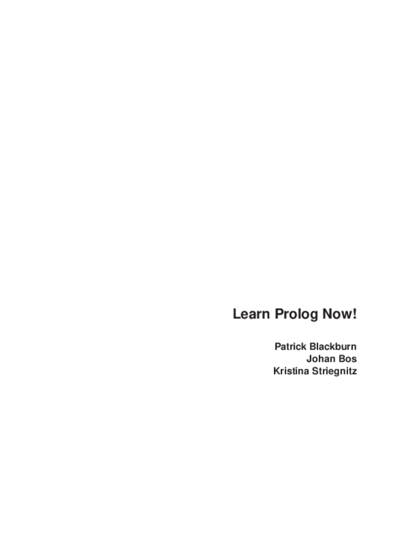 (PDF) Learn Prolog Now!