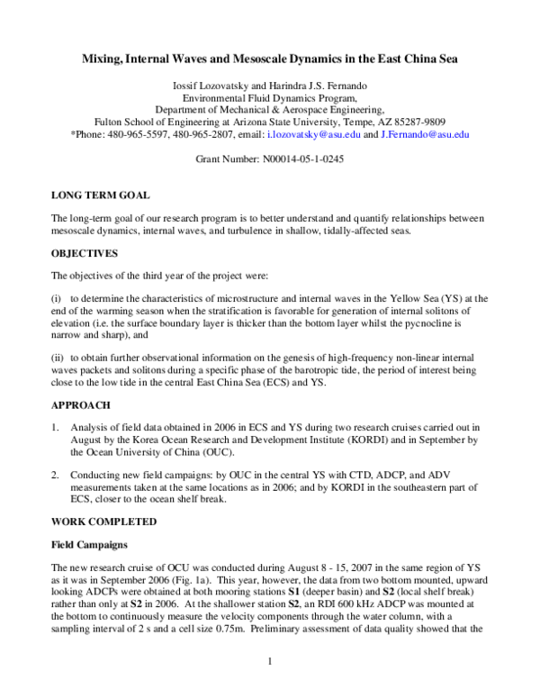 (PDF) Mixing, Internal Waves and Mesoscale Dynamics in the East China Sea