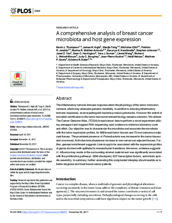 (PDF) A comprehensive analysis of breast cancer microbiota and host ...