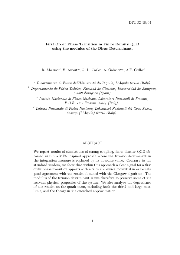 (PDF) First order phase transition in finite density QCD using the ...