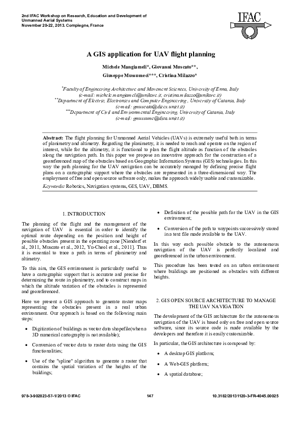 (PDF) A GIS application for UAV flight planning