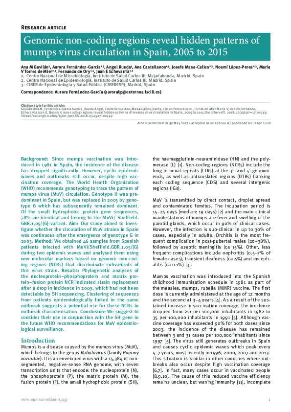 (PDF) Genomic non-coding regions reveal hidden patterns of mumps virus ...
