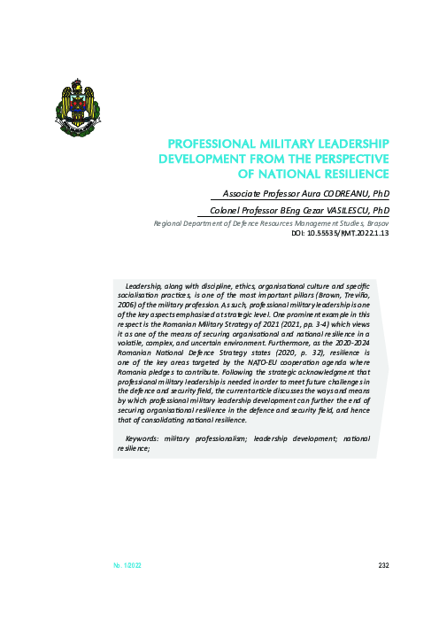 (PDF) Professional Military Leadership Development from the Perspective ...