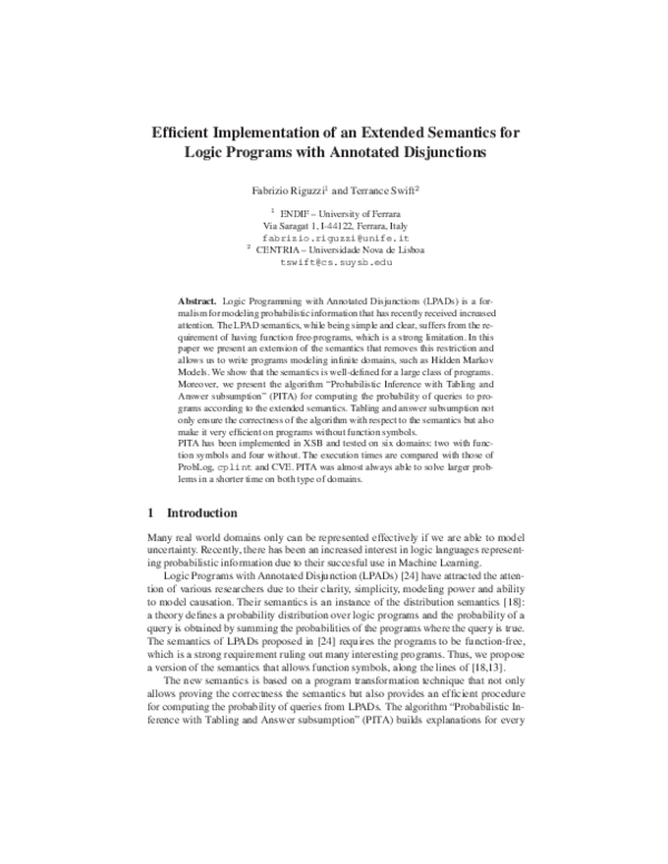 (PDF) Efficient Implementation of an Extended Semantics for Logic ...