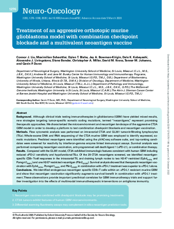 (PDF) Treatment of an aggressive orthotopic murine glioblastoma model ...