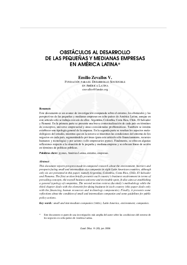 (PDF) Obstáculos al desarrollo de las pequeñas medianas empresas en ...