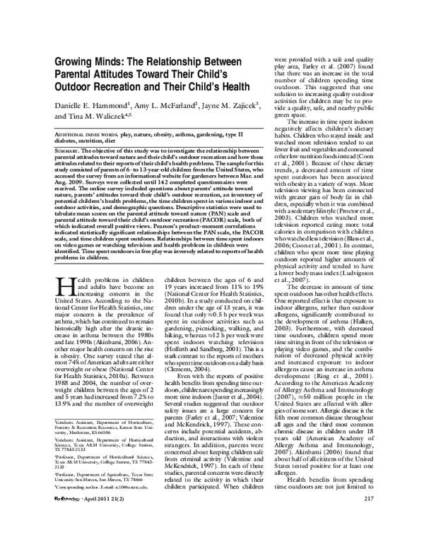 (PDF) Growing Minds: The Relationship Between Parental Attitudes Toward ...