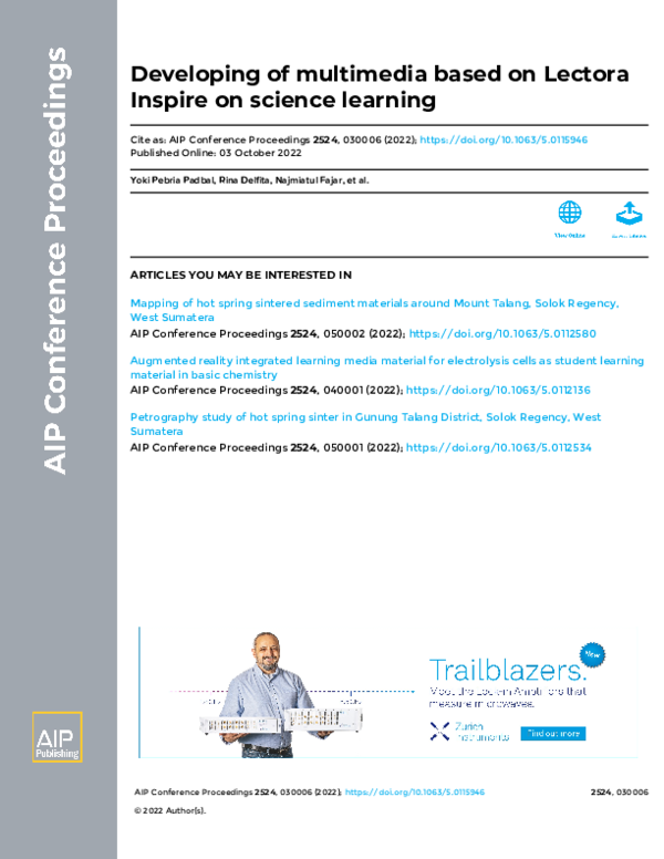 (PDF) Developing of multimedia based on Lectora Inspire on science learning