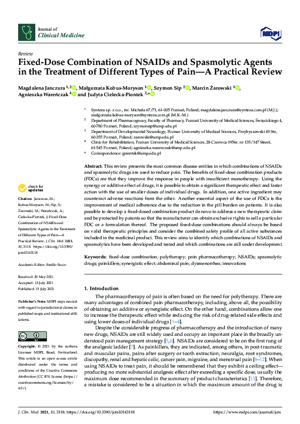 (PDF) Fixed-Dose Combination of NSAIDs and Spasmolytic Agents in the ...