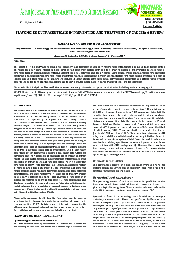 (PDF) Flavonoids Nutraceuticals in Prevention and Treatment of Cancer ...