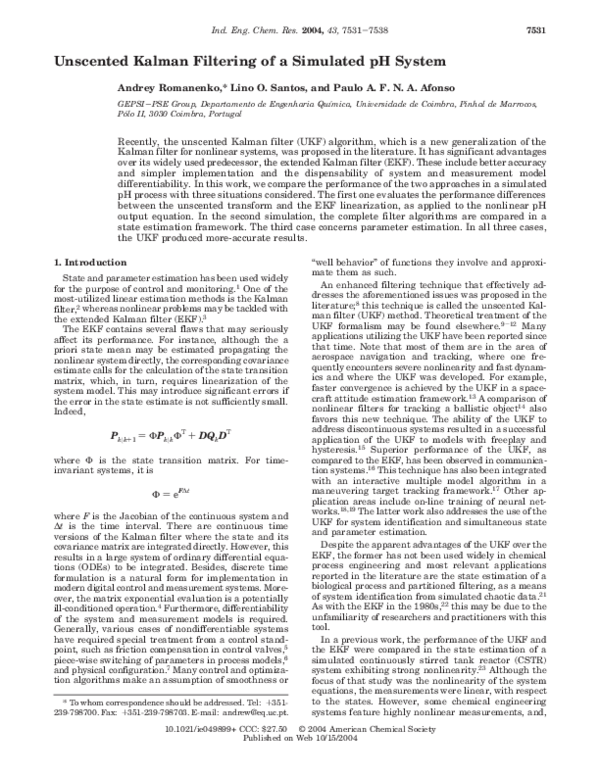 (PDF) Unscented Kalman Filtering of a Simulated pH System