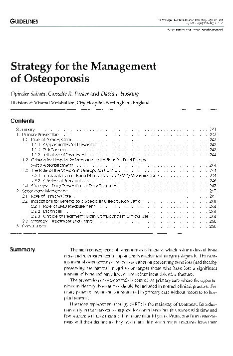 (PDF) Strategy for the Management of Osteoporosis