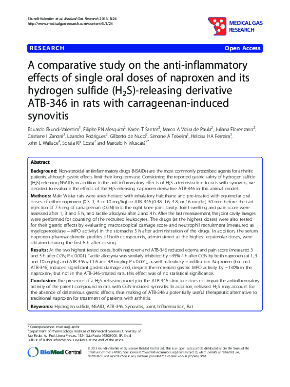 (PDF) A comparative study on the anti-inflammatory effects of single ...