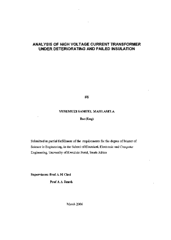 (PDF) Analysis of high voltage current transformer under deteriorating ...