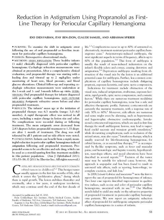 (PDF) Reduction in Astigmatism Using Propranolol as First-Line Therapy ...