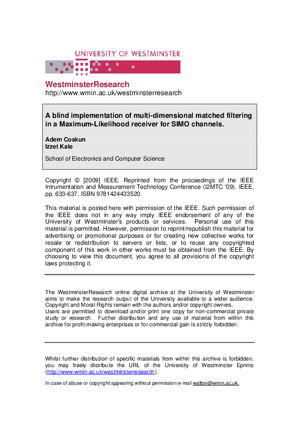 (PDF) A blind implementation of multi-dimensional matched filtering in ...