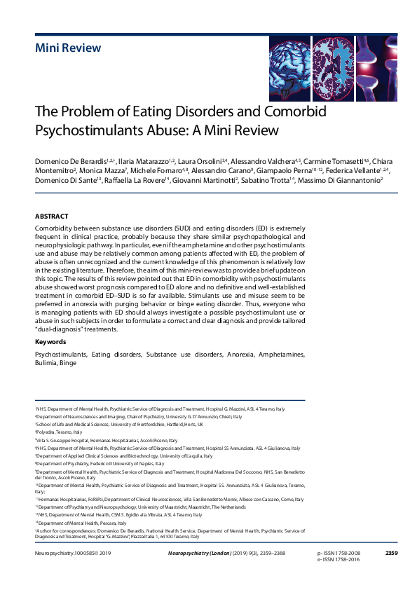 (PDF) The Problem of Eating Disorders and Comorbid Psychostimulants Abuse A Mini Review