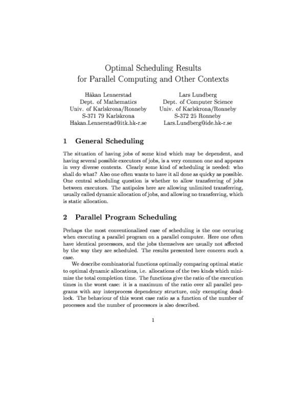(PDF) 14. Optimal Scheduling Results for Parallel Computing