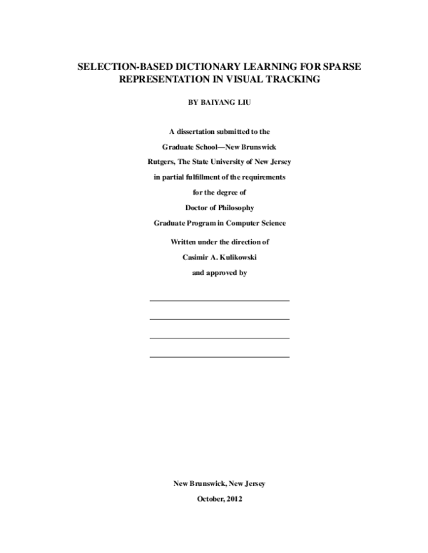 (PDF) Selection-based dictionary learning for sparse representation in ...